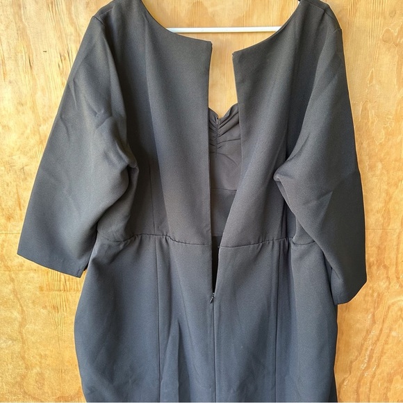 Eloquii Black Sweatheart neckline Sheath Dress Size 22 3/4 sleeve Midi - Picture 6 of 13